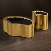 Side Table Gibbons gold finish black glass