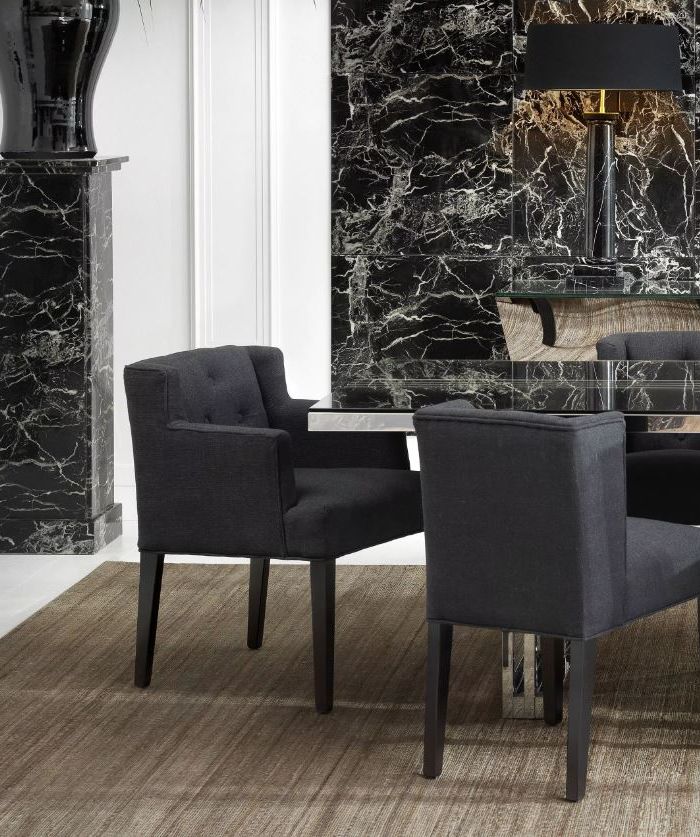 Dining Chair Boca Raton arm panama black