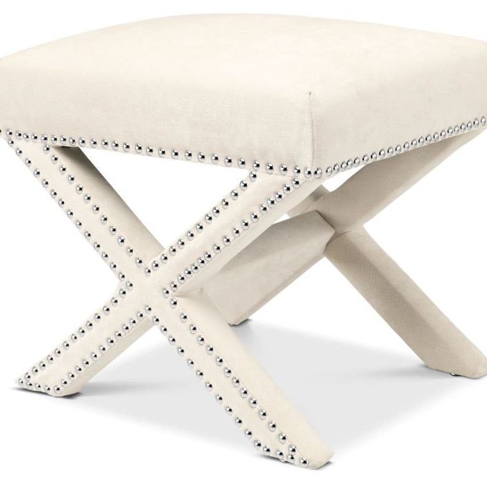 Stool Perugia ecru velvet