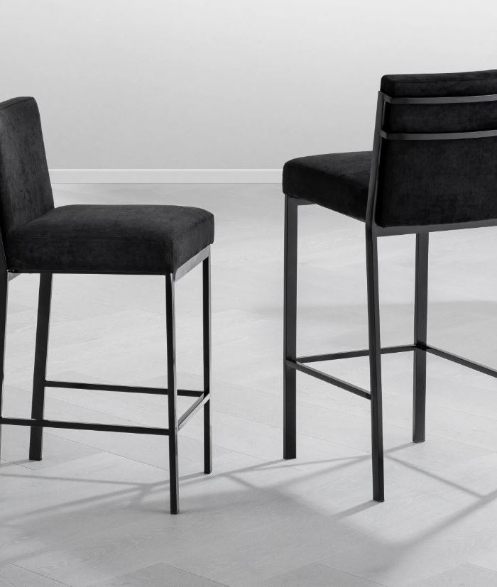 Barstool Scott low bronze finish black velvet
