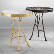 Side Table Veritas bronze finish brown marble