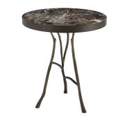 Side Table Veritas bronze finish brown marble