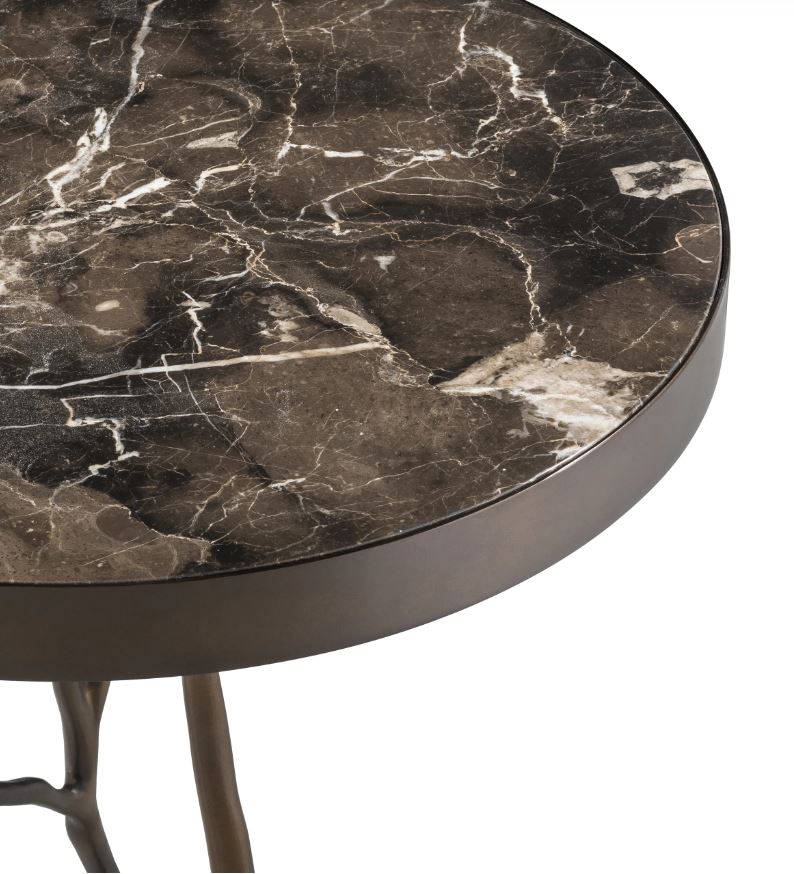 Side Table Veritas bronze finish brown marble