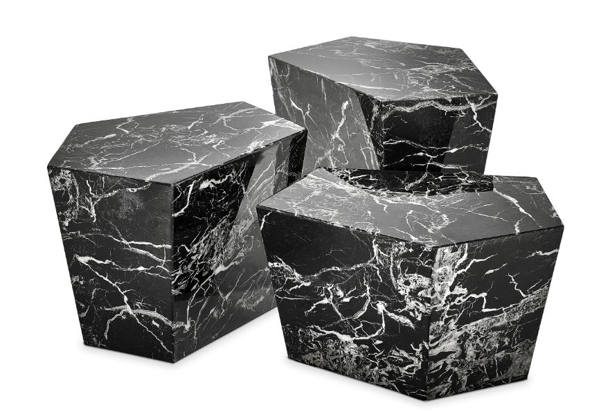 Coffee Table Prudential set of 3 black faux marble