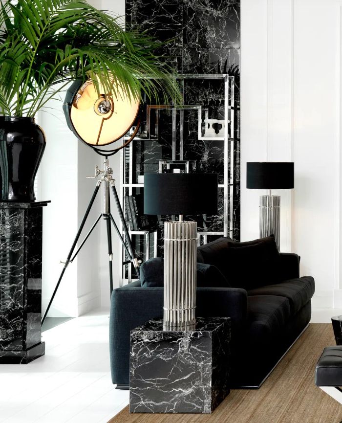 Column Caselli black faux marble