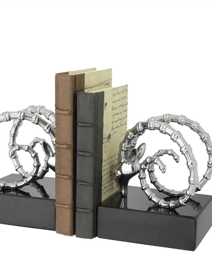 Bookend Ibex nickel finish set of 2