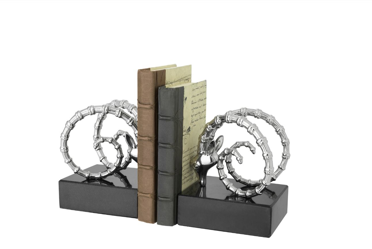 Bookend Ibex nickel finish set of 2