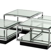 Coffee Table Tortona polished stainless steel S/4