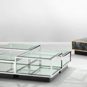 Coffee Table Tortona polished stainless steel S/4