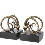 Bookend Ibex vintage brass finish set of 2