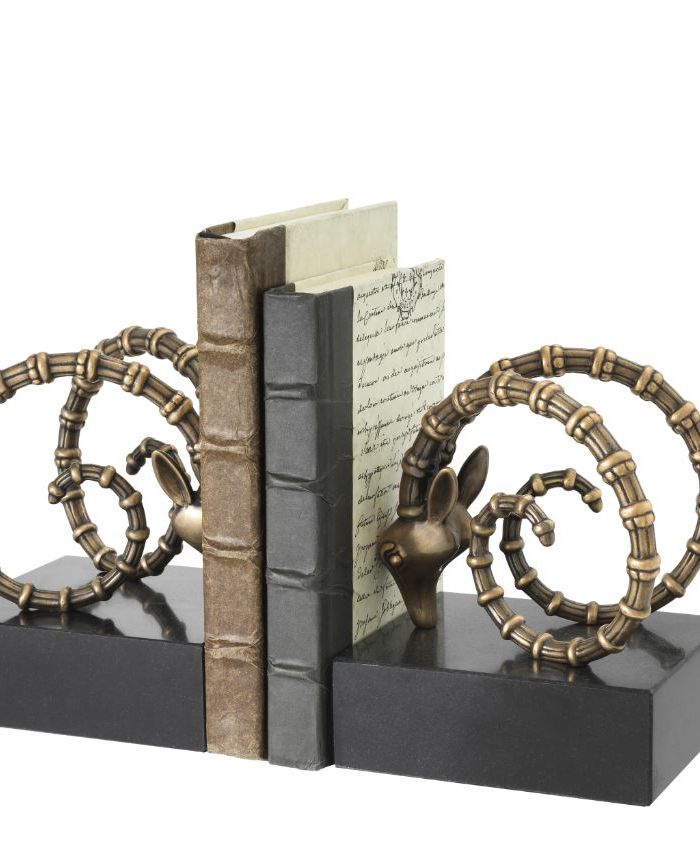 Bookend Ibex vintage brass finish set of 2