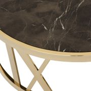 Coffee Table Brunaj Gold finish | brown marble top ø 100 x H. 37 cm