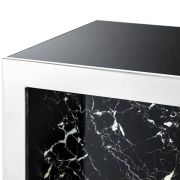 Bar Dumas Polished stainless steel | black faux marble Black glass