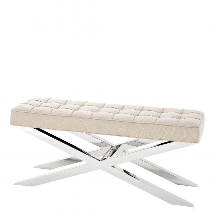 Bench Baskerville Panama natural | polished stainless steel