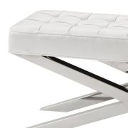 Bench Baskerville White leather look | polished stainless steel