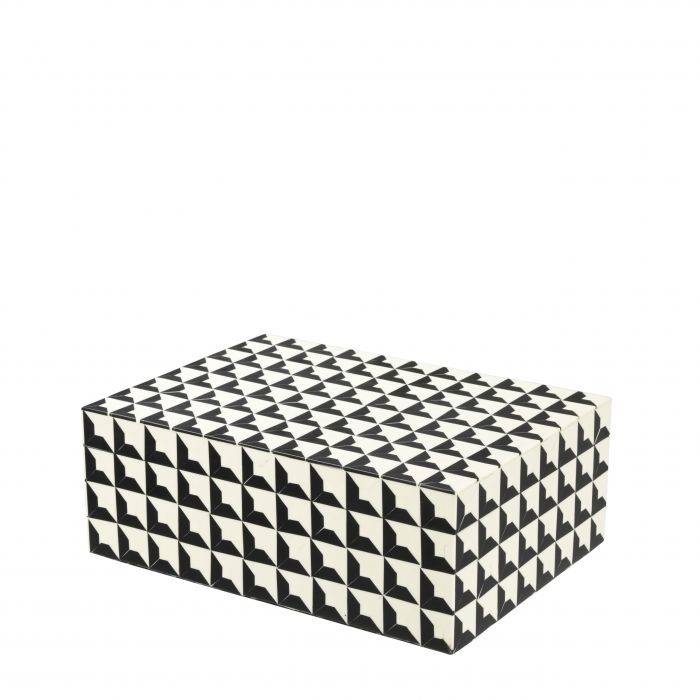 Box Dalmatian Black / White resin inlay design Small