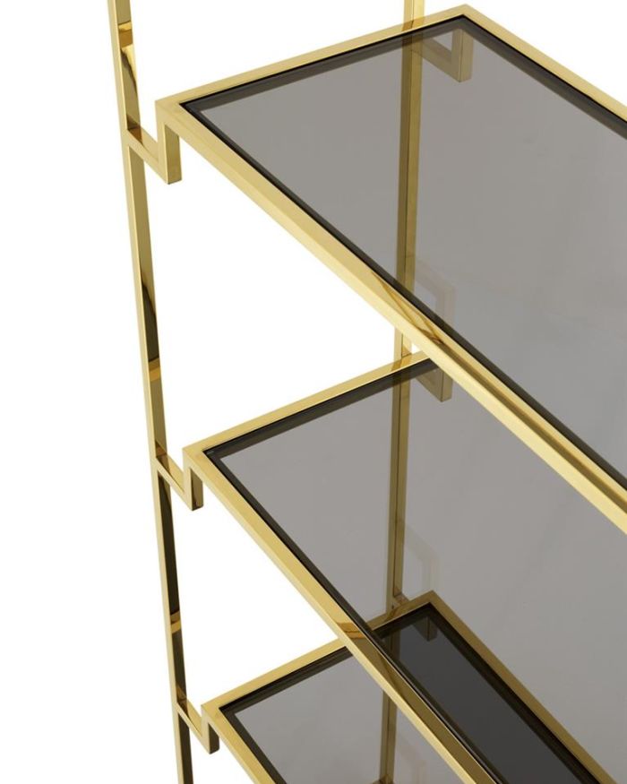 Cabinet Liza Minnelli Gold finish | smoke glass 90 x 32 x H. 230 cm