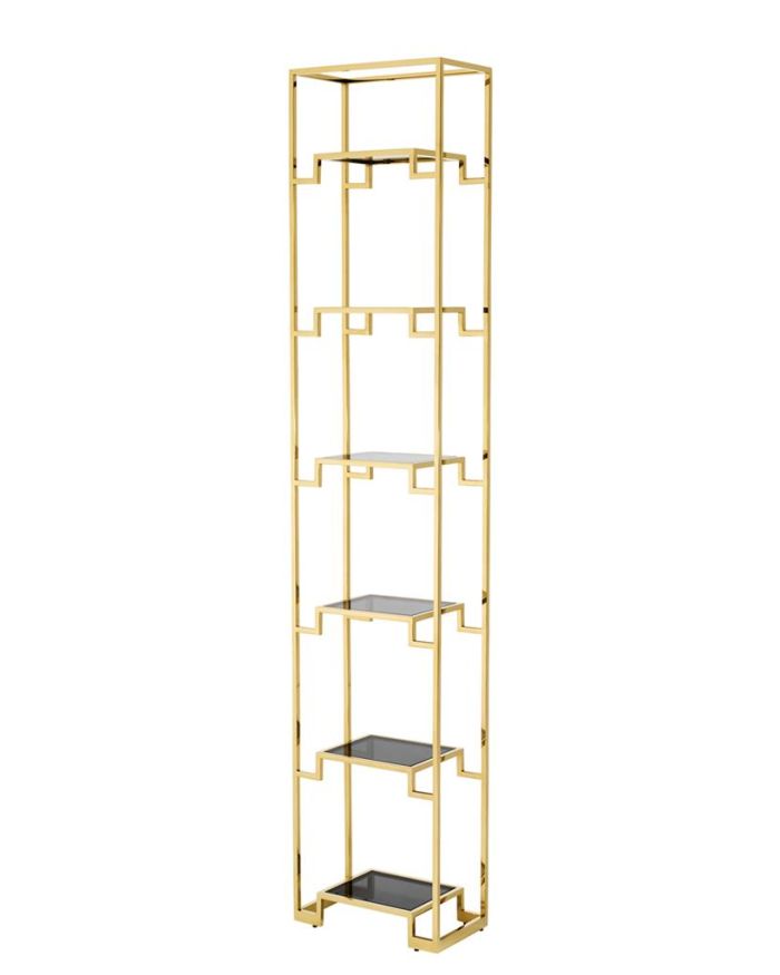 Cabinet Liza Minnelli Small Gold finish | smoke glass 45,5 x 25,5 x H. 221 cm