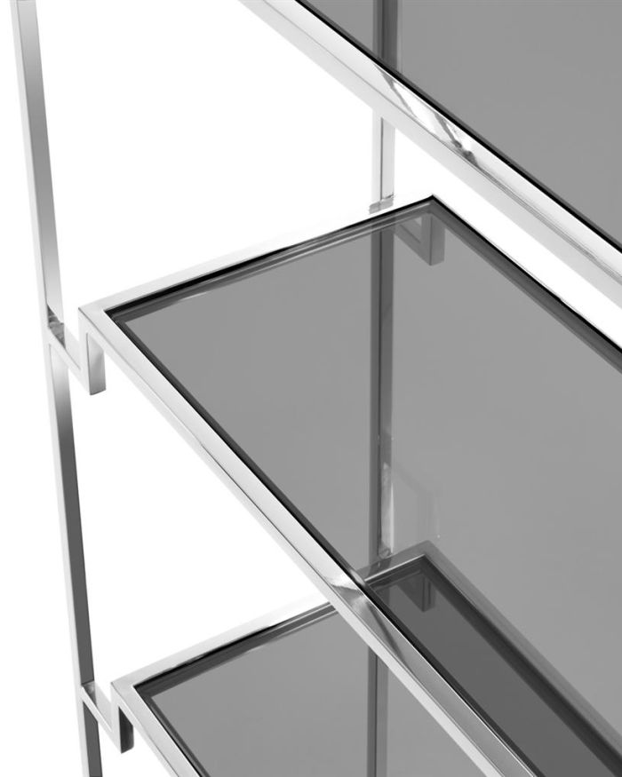 Cabinet Liza Minnelli Polished stainless steel | smoke glass 90 x 32 x H. 230 cm