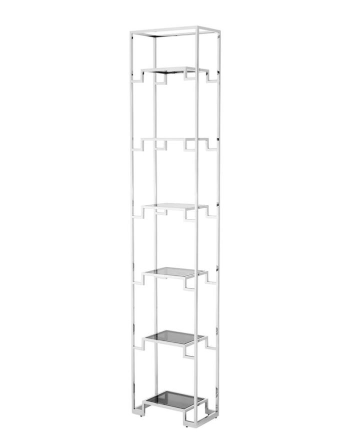 Cabinet Liza Minnelli Polished stainless steel | smoke glass 45,5 x 25,5 x H. 221 cm