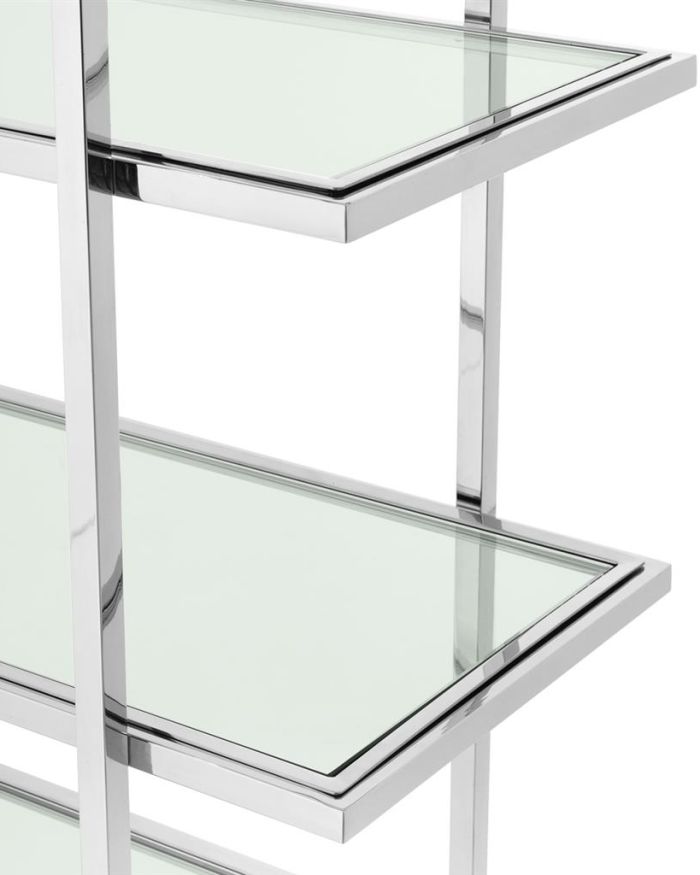Cabinet Ferrum Single Polished stainless steel | clear glass 120,5 x 40 x H. 253 cm