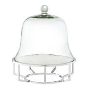 Cake Stand Vienne Nickel finish | white marble | clear glass