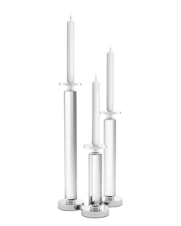 Candle Holder Tyler nickel finish clear set of 3