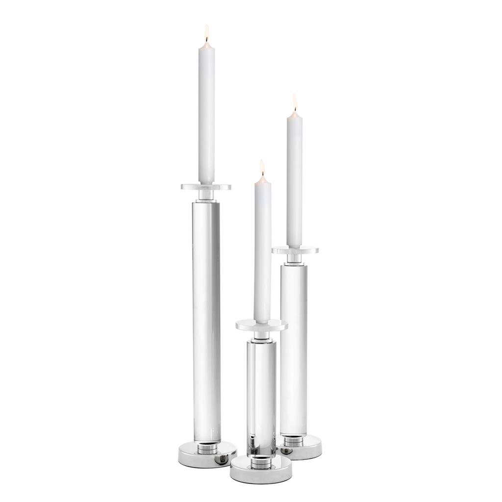 Candle Holder Tyler nickel finish clear set of 3