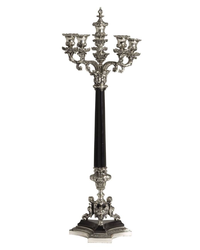 Candleholder Vulcanus Antique silver plated | black finish