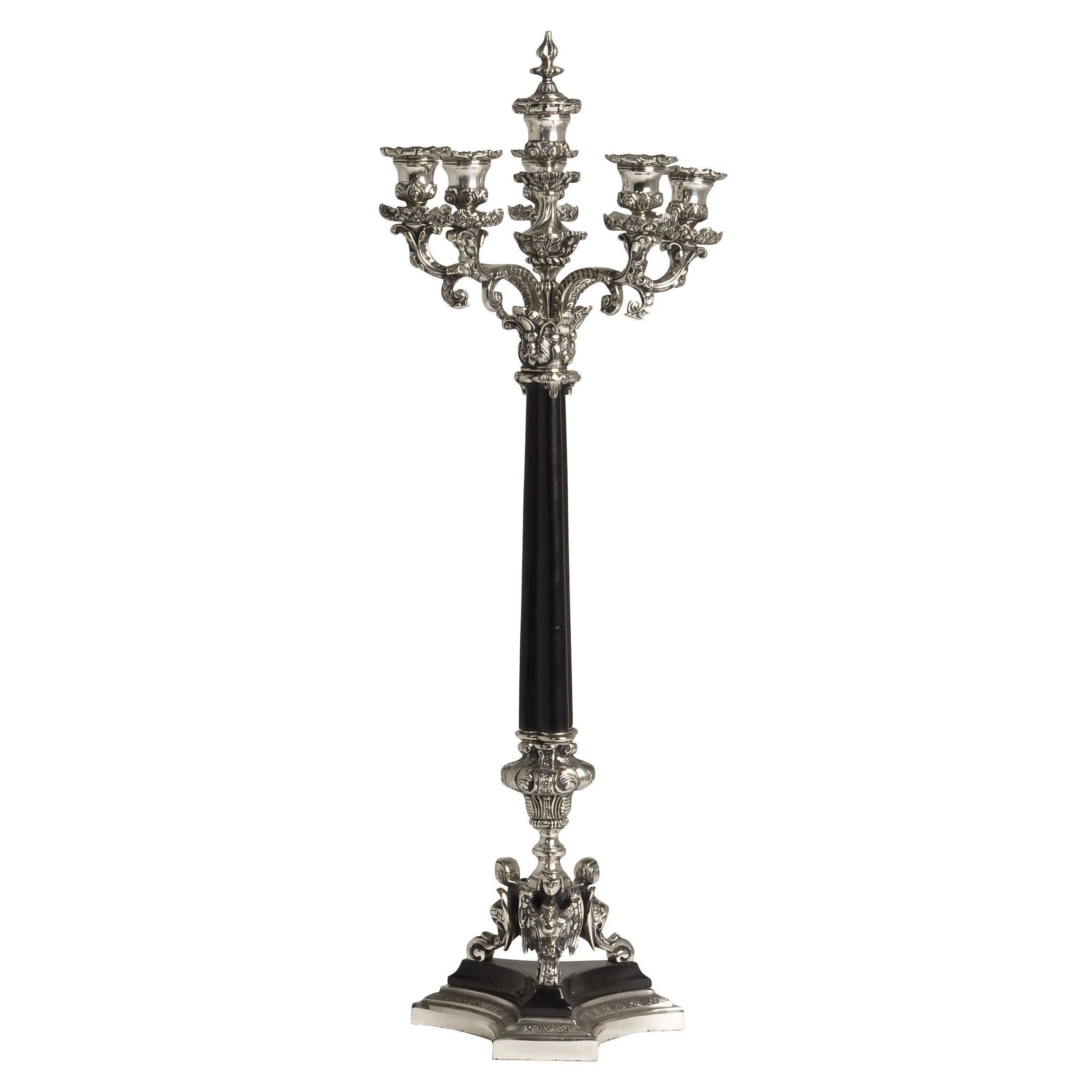 Candleholder Vulcanus Antique silver plated | black finish