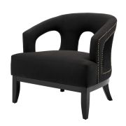 Chair Aberdeen Albin black | black legs | antique brass nails A. 80 | B. 76 | C. 79 | D. 58 | E. 45 | F. 63 cm