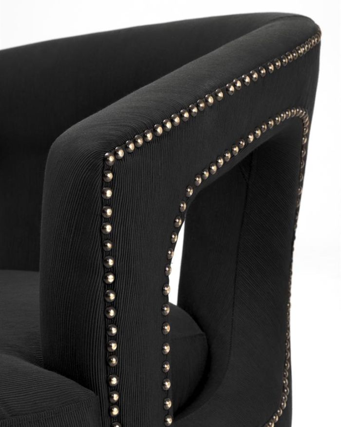 Chair Aberdeen Albin black | black legs | antique brass nails A. 80 | B. 76 | C. 79 | D. 58 | E. 45 | F. 63 cm