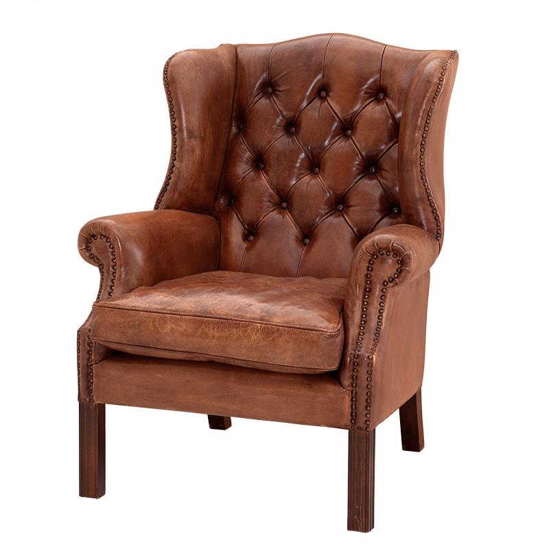 Club Chair Gascoyne tobacco leather 	A. 87 | B. 93 | C. 105 | D. 55 | E. 44 | F. 65 cm