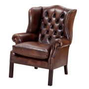 Club Chair Gascoyne TS rich leather A. 87 | B. 93 | C. 105 | D. 55 | E. 44 | F. 65 cm