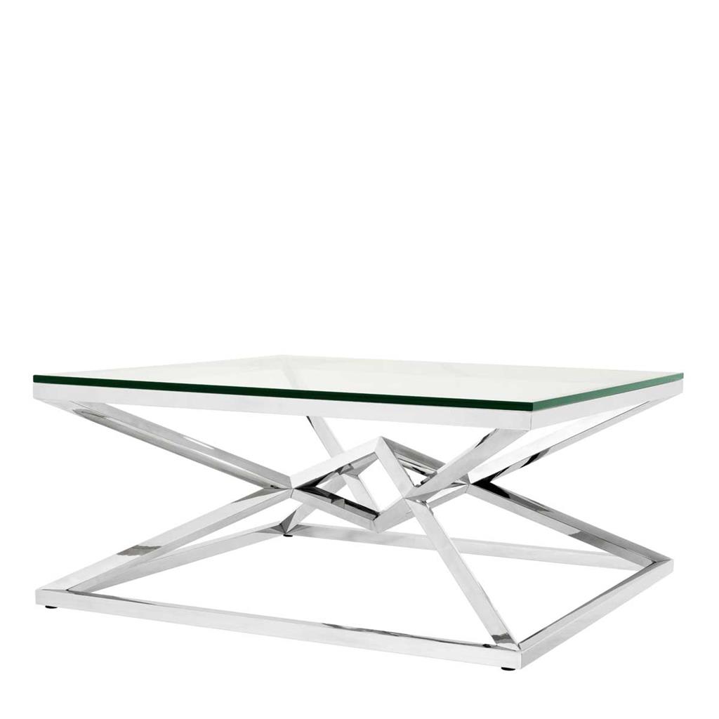 Coffee Table Gizeh Polished stainless steel | clear glass 100 x 100 x H. 45 cm