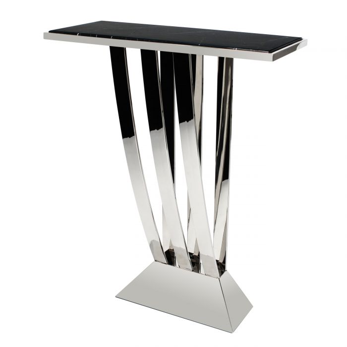 Console Table Alcatraz Polished stainless steel | black marble top