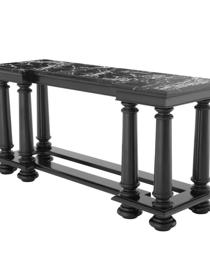 Console Table Archimedes Waxed black finish | black marble 160 x 50 x H. 79 cm