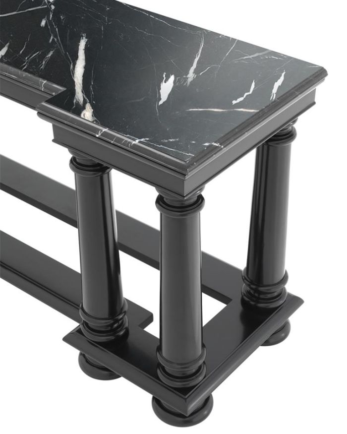 Console Table Archimedes Waxed black finish | black marble 160 x 50 x H. 79 cm
