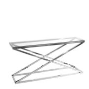 Console Table Transversus Polished stainless steel | clear glass 150 x 40 x H. 74 cm