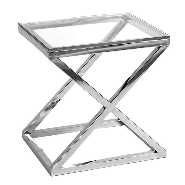 Side Table Transversus Polished stainless steel | clear glass 56 x 46 x H. 59 cm