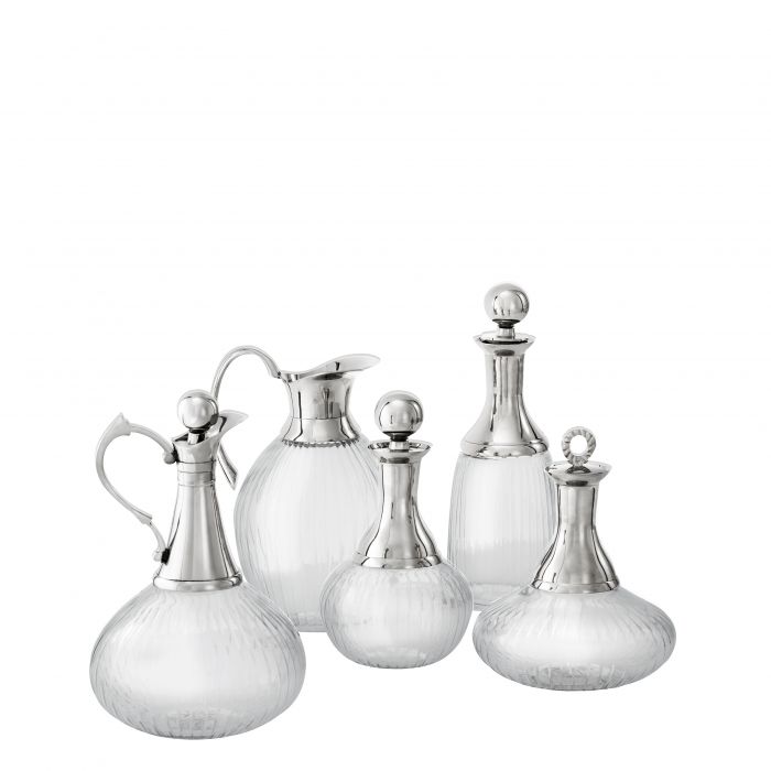 Decanter Bombay set of 5 Nickel finish | clear glass