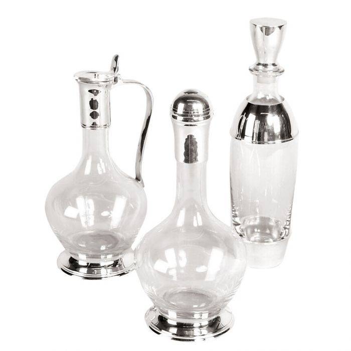 Decanter Calvados Nickel finish | clear glass set of 3