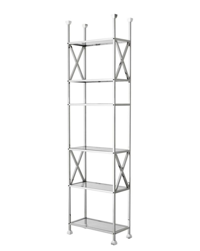 Cabinet Empire Polished stainless steel | clear glass 65 x 32,5 x H. 230 cm