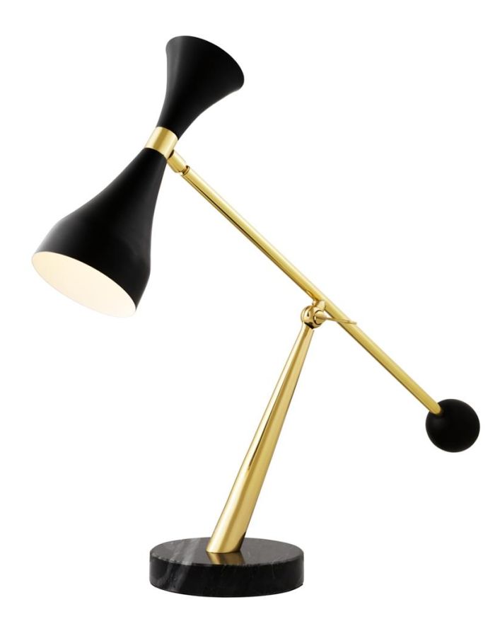 Desk Lamp Fredrikstad Polished brass | black finish | black marble base