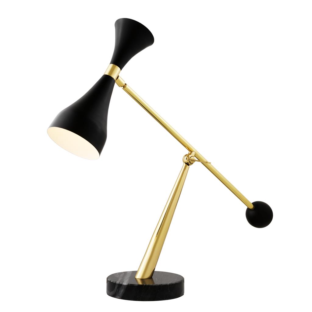 Desk Lamp Fredrikstad Polished brass | black finish | black marble base