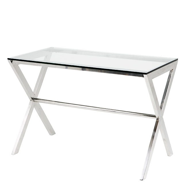 Desk Transversus Polished stainless steel | clear glass 110 x 60 x H. 75 cm