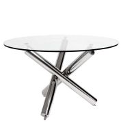 Dining Table Fulgur Round Polished stainless steel | clear glass ø 120 x H. 75 cm