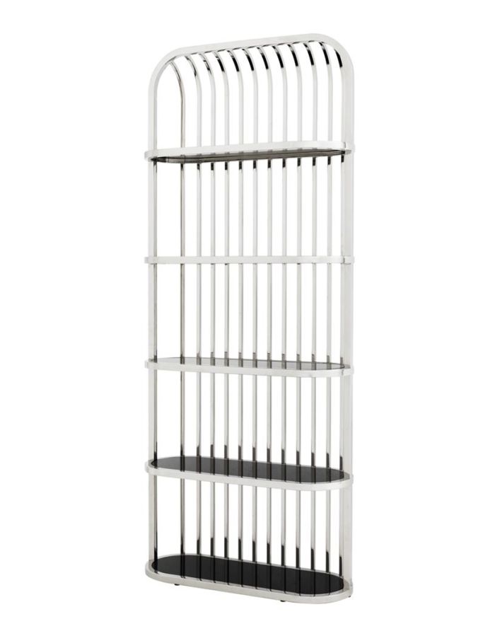 Cabinet Paris Polished stainless steel | black glass 95 x 36 x H. 230 cm