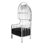 Chair Dunanui polished Stainless Steel black velvet