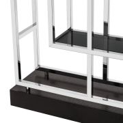 Cabinet Lagoon Polished stainless steel | smoke glass Oak veneer base 108 x 29 x H. 240 cm